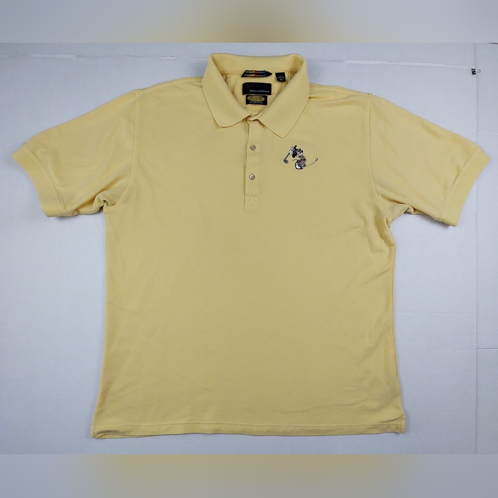 Greg Norman Shirt Mens Size XXL 2XL Yellow Mickey Mouse Golf Polo Play Dry